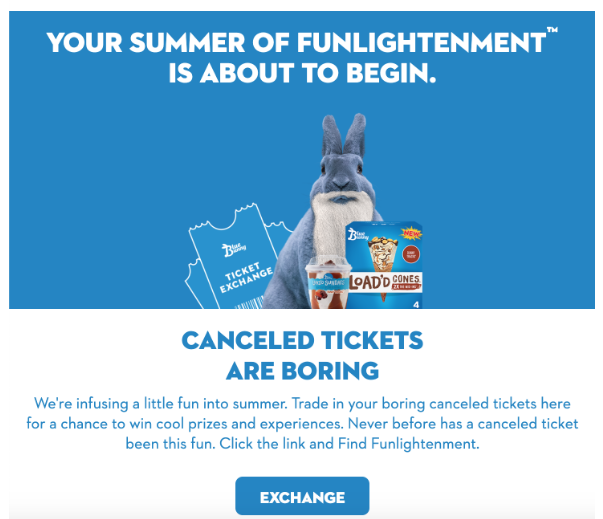Blue Bunny — Ticket Exchange email